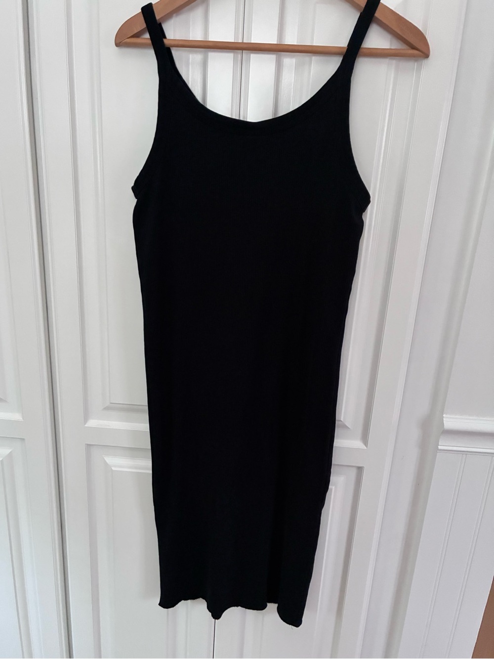 H&M Black Ribbed Midi Dress Scoop Neck Size M